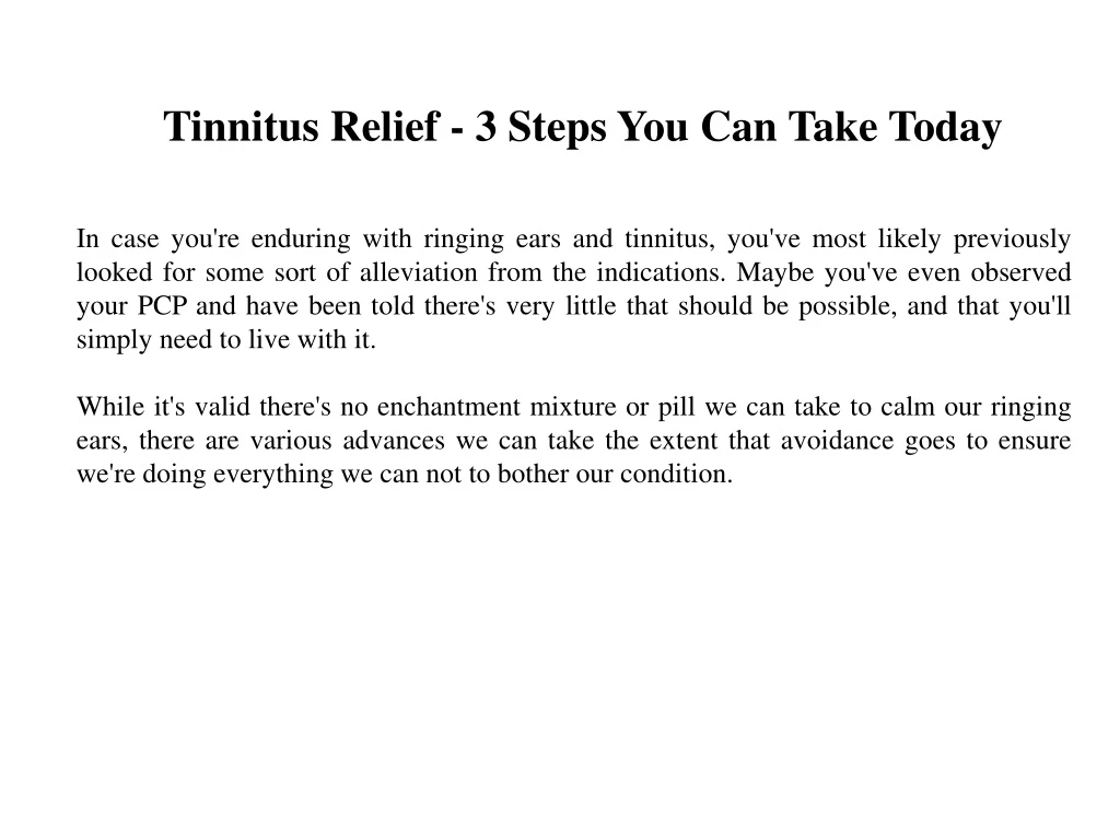 tinnitus relief 3 steps you can take today