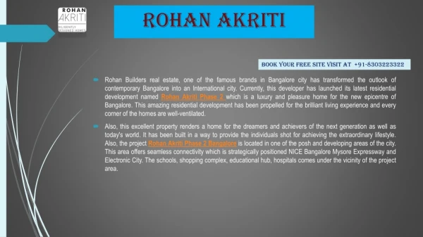 Rohan Akriti Phase 2 Brochure - Book your Dream Homes Here