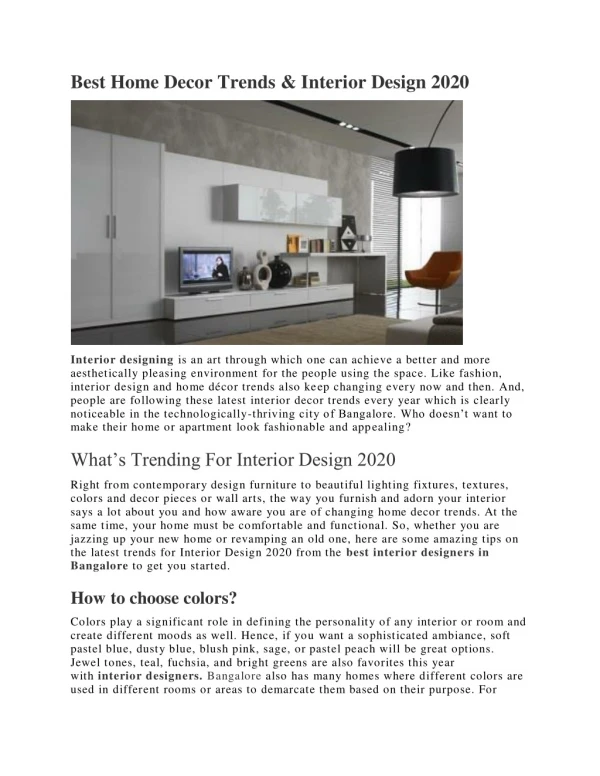 Best Home Decor Trends & Interior Design 2020