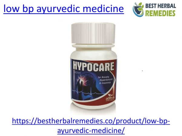 What is the ayurvedic medicine for low bp
