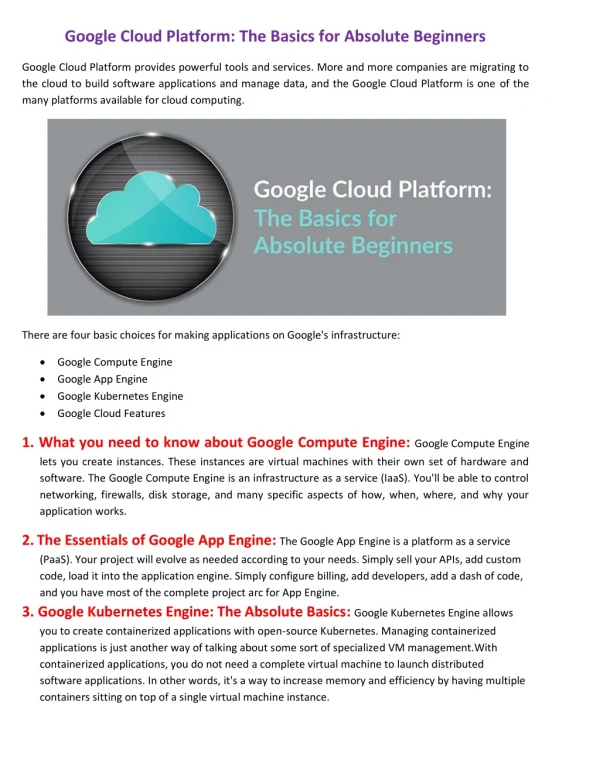 google cloud platform the basics for absolute