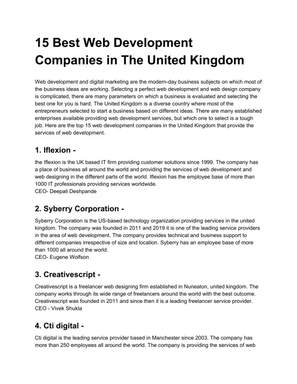 15 Best Web Development Companies in The United Kingdom