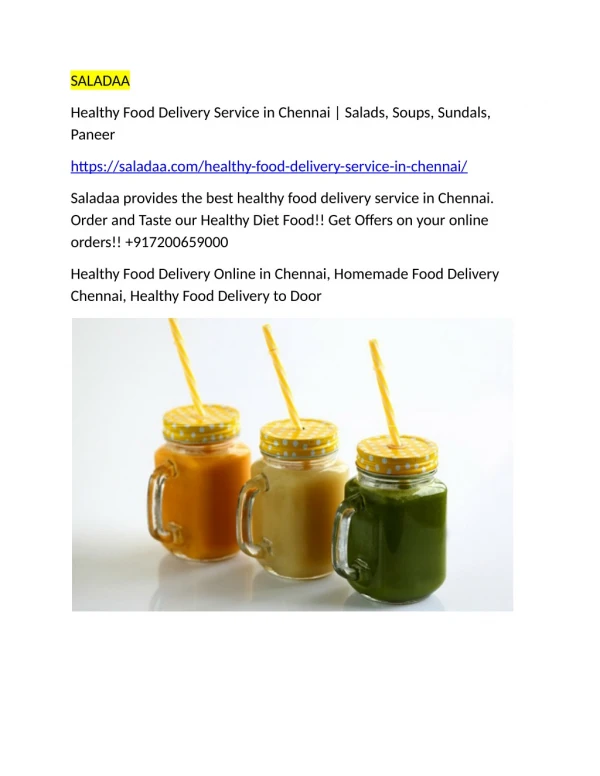 Healthy Food Delivery Service in Chennai | Salads, Soups, Sundals, Paneer