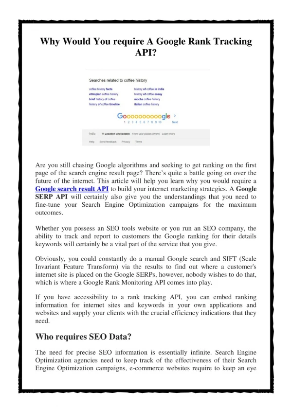 Why Would You require A Google Rank Tracking API?