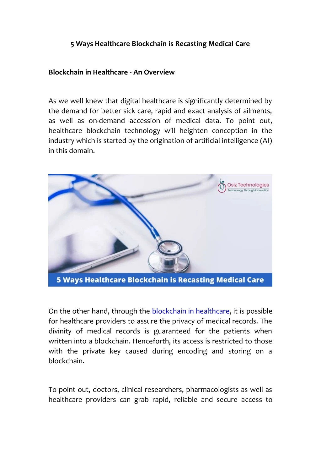 5 ways healthcare blockchain is recasting medical