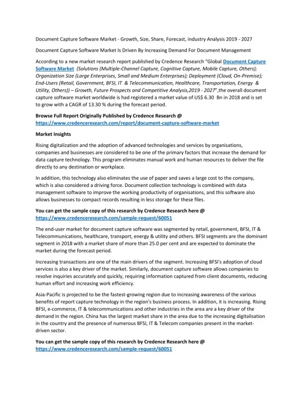 document capture software market growth size