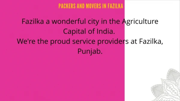 Fazilka Punjab ! Goyal Express Packers Movers Best Service