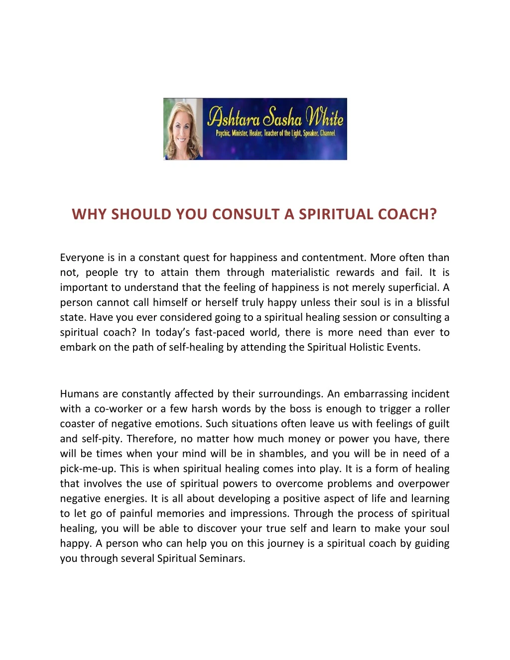 why should you consult a spiritual coach