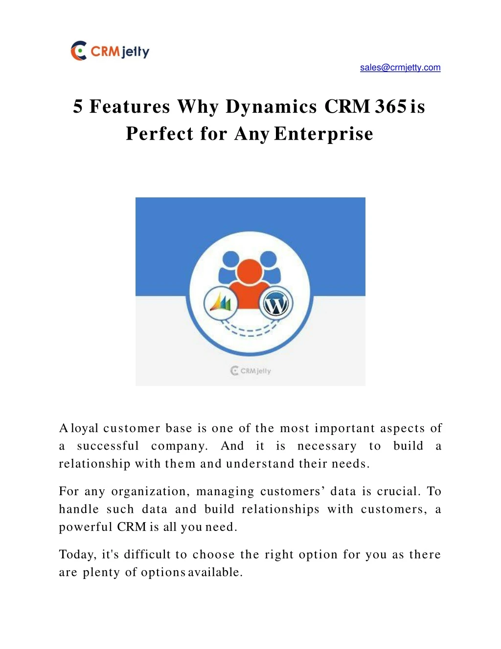 5 features why dynamics crm 365 is perfect for any enterprise