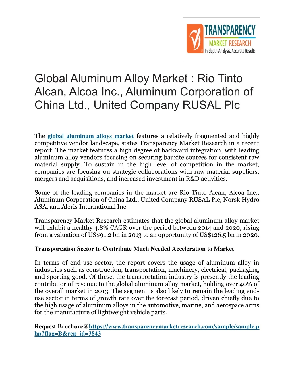 global aluminum alloy market rio tinto alcan