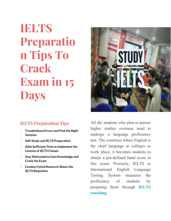 IELTS Preparation Tips To Crack Exam in 15 Days