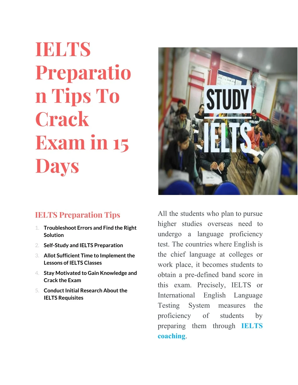 ielts preparatio n tips to crack exam in 15 days