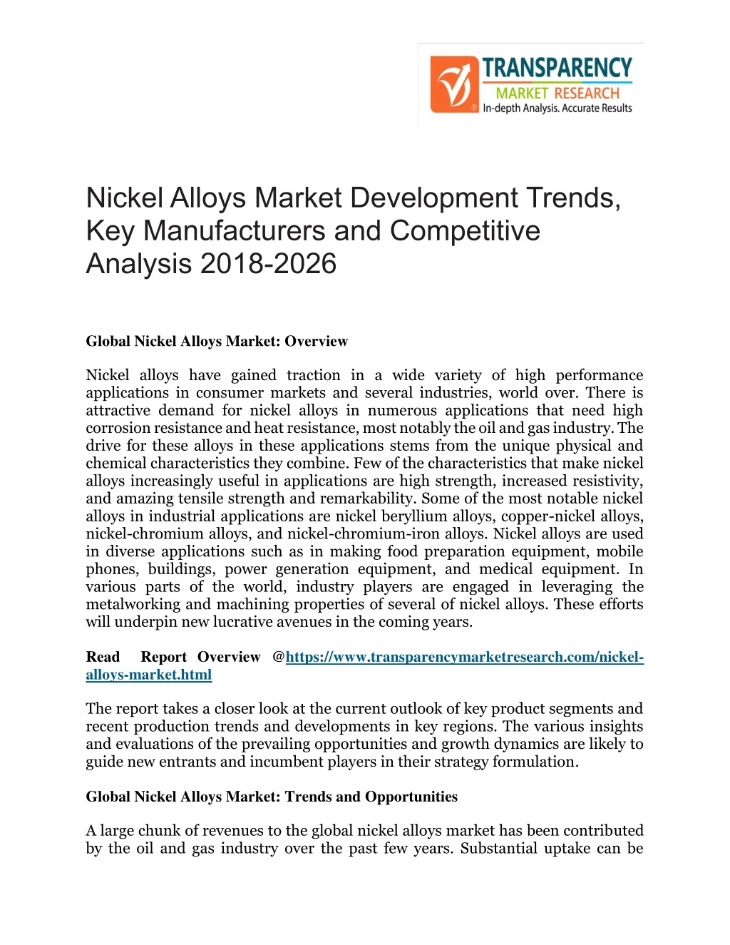 nickel alloys market development trends