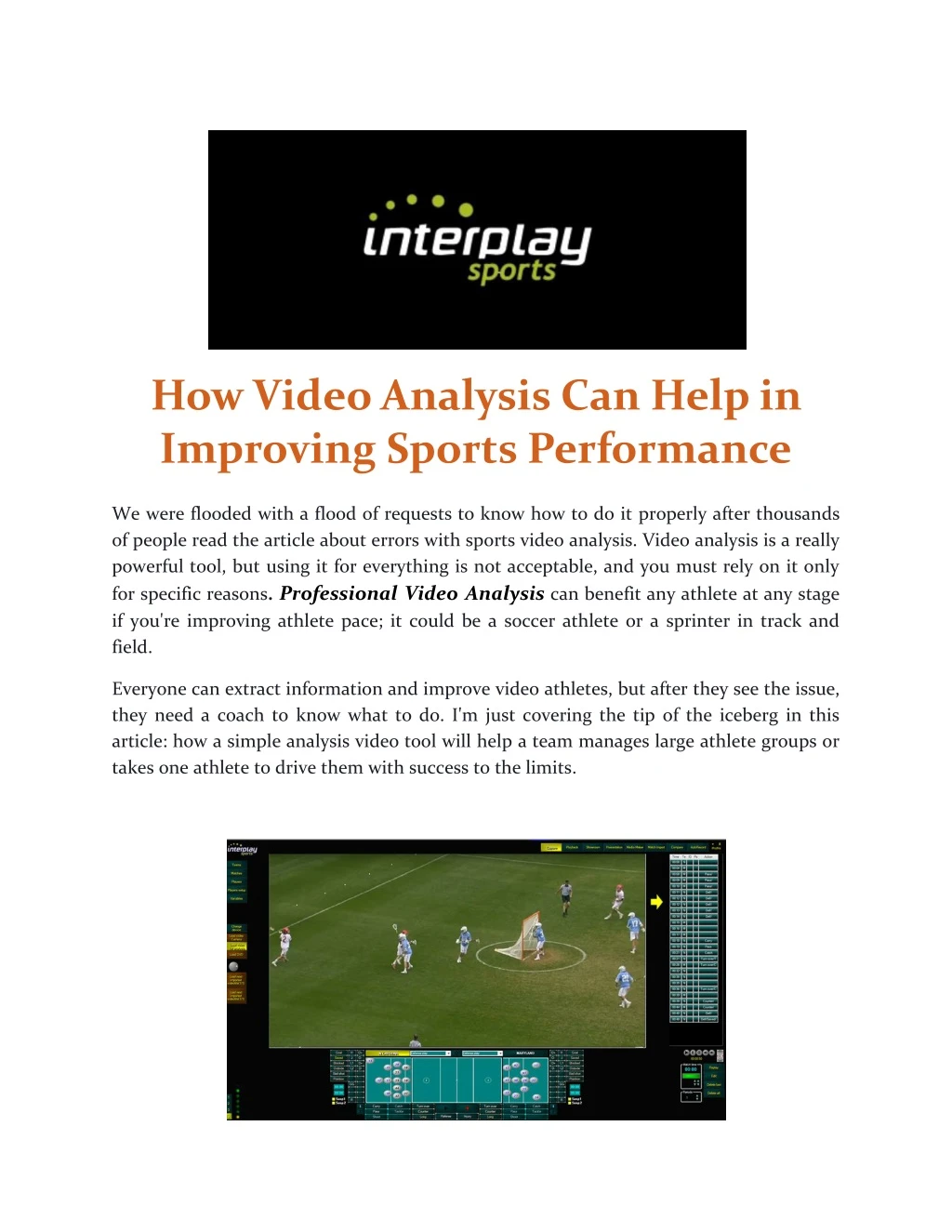 how video analysis can help in improving sports