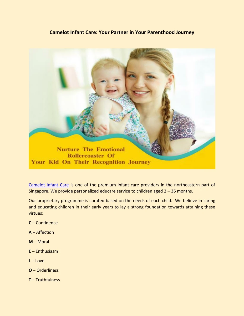 camelot infant care your partner in your