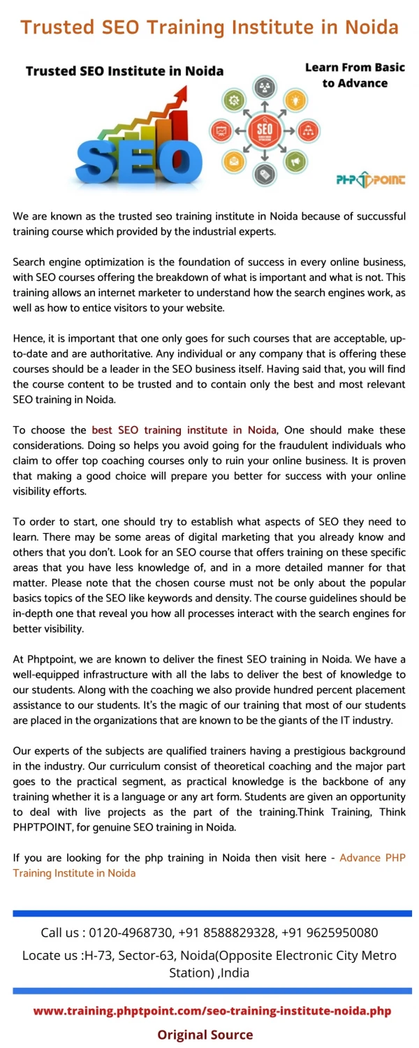 trusted seo training institute in noida