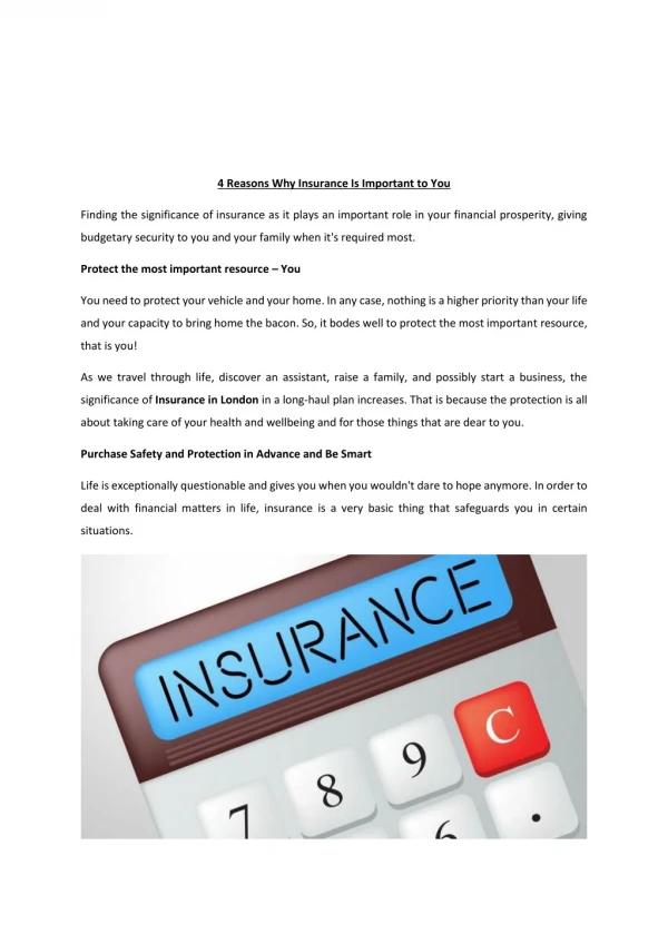 4 Reasons Why Insurance Is Important to You