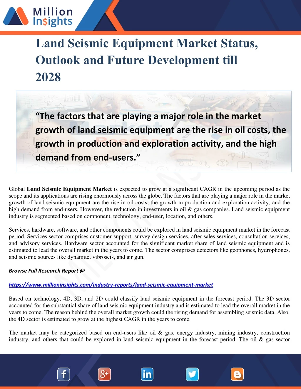 land seismic equipment market status outlook