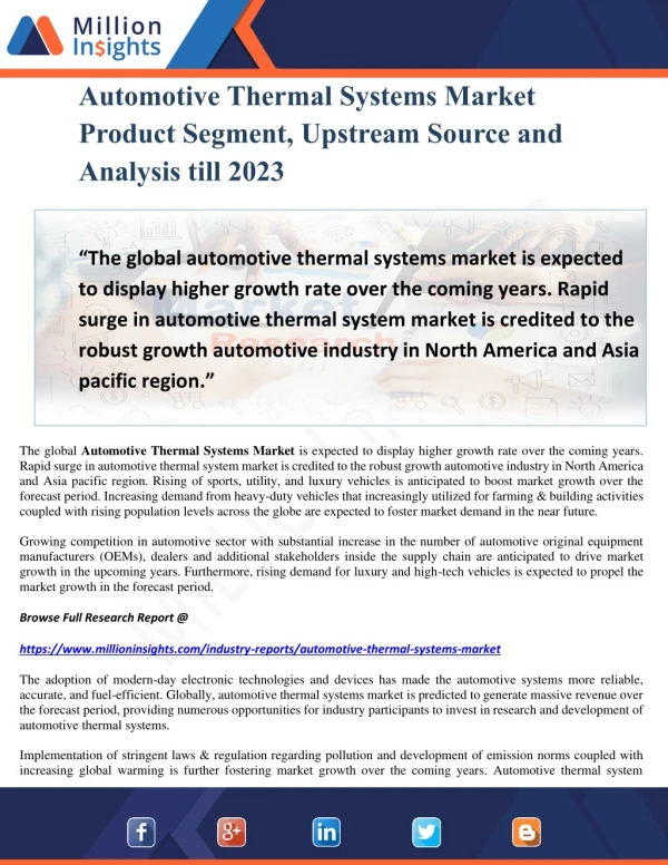 automotive thermal systems market product segment