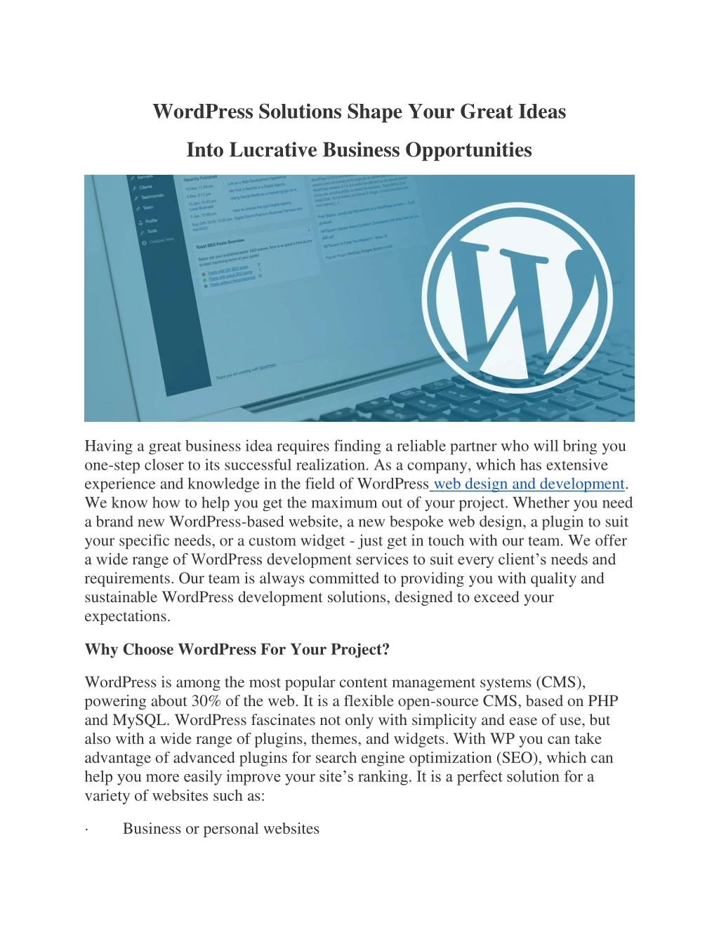 wordpress solutions shape your great ideas