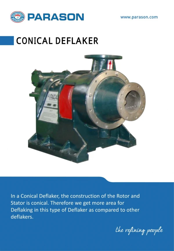 Conical Deflaker For Pulp Machine