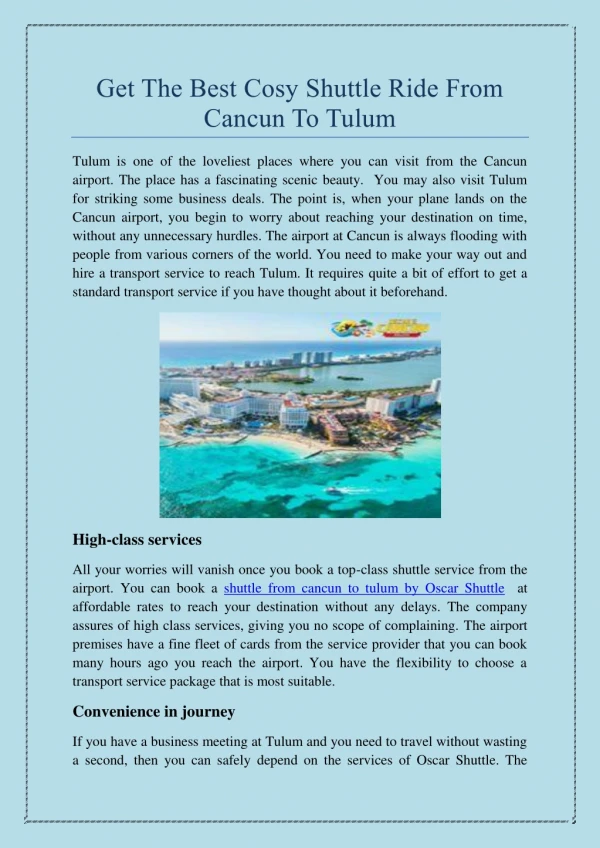 get the best cosy shuttle ride from cancun