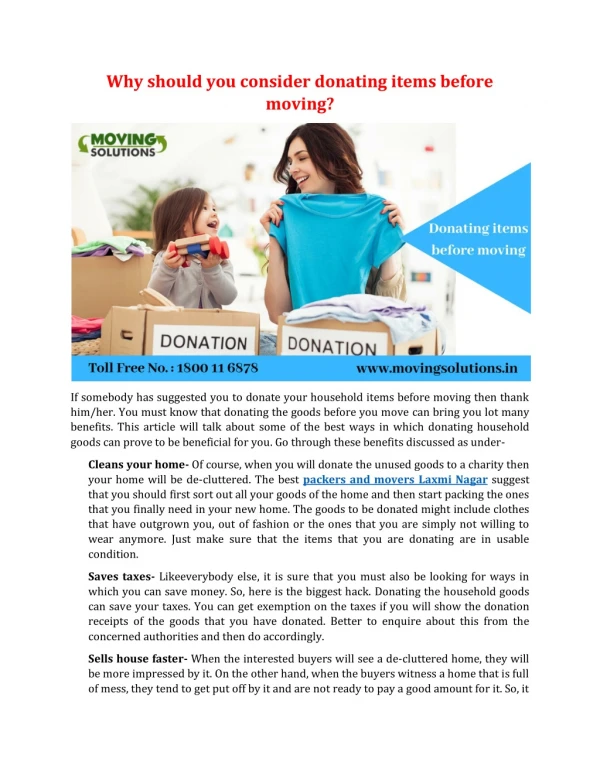 why should you consider donating items before