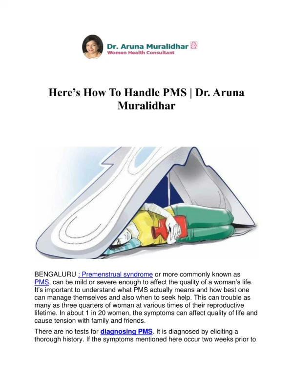 Here’s how to handle PMS | Dr. Aruna Muralidhar