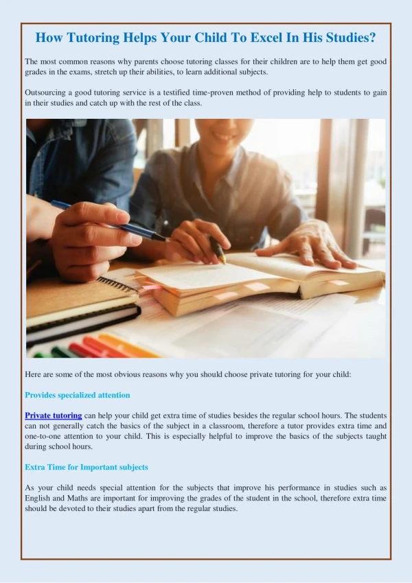 how tutoring helps your child to excel