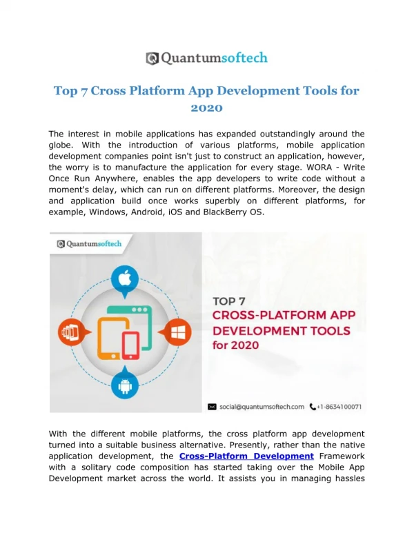 Top 7 Cross Platform App Development Tools for 2020