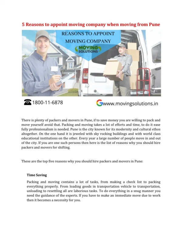 5 reasons to appoint moving company when moving
