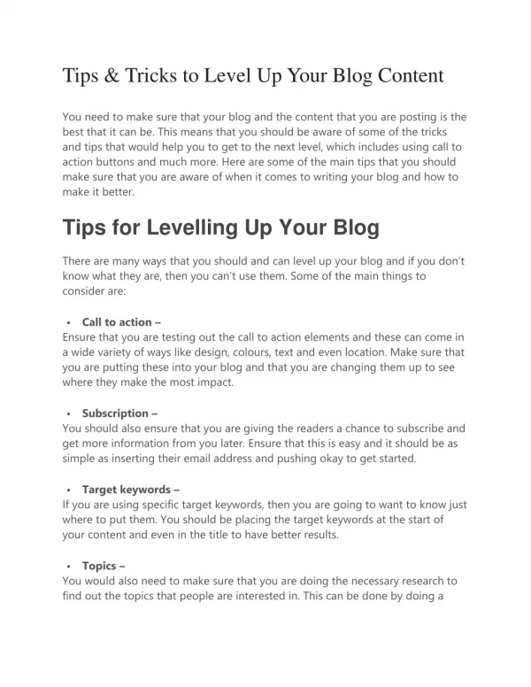 tips tricks to level up your blog content