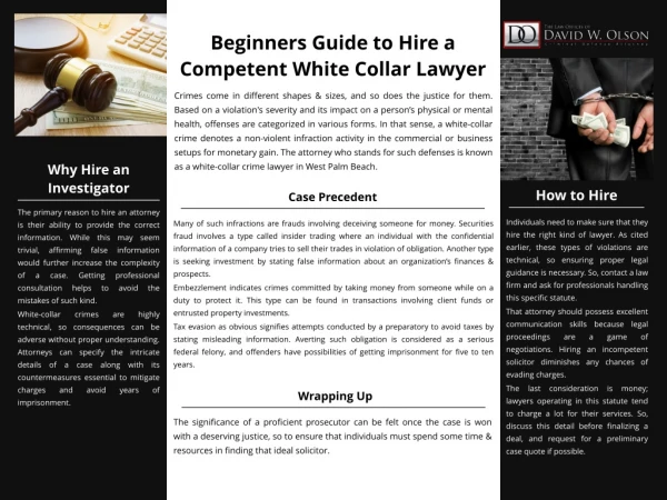 Beginners Guide to Hire a Competent White Collar Lawyer
