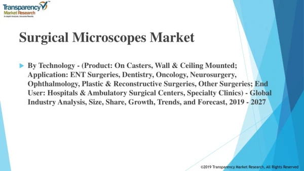 Surgical Microscopes Market Research Report 2019 Size, Share, Growth, Revenue, Profit and Challenges Forecast to 2027