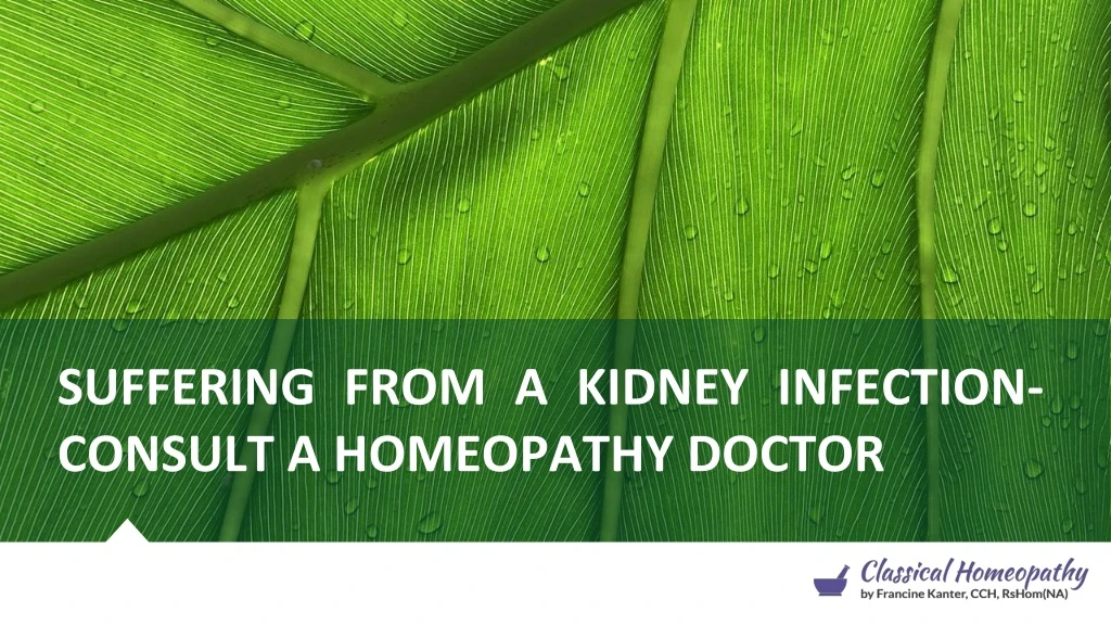suffering from a kidney infection consult a homeopathy doctor