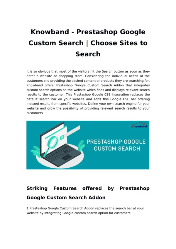 Knowband - Prestashop Google Custom Search | Choose Sites to Search