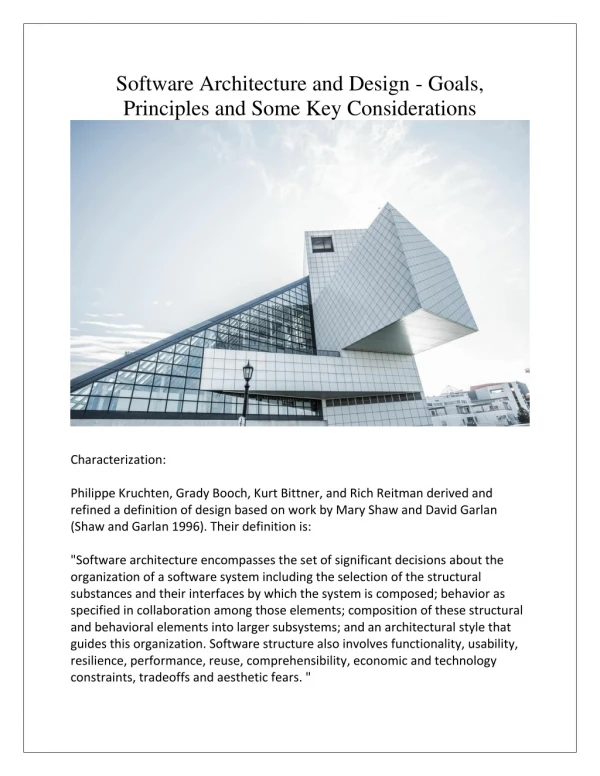 software architecture and design goals principles