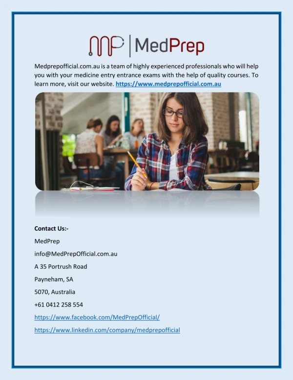 Medicine Entry course - Medprepofficial.com.au