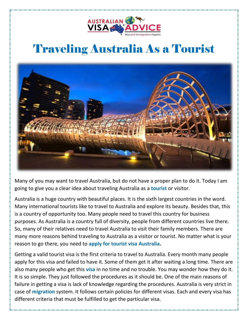 traveling australia as a tourist