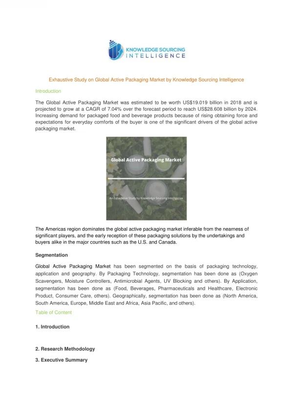 exhaustive study on global active packaging