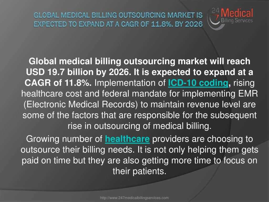 global medical billing outsourcing market is expected to expand at a cagr of 11 8 by 2026