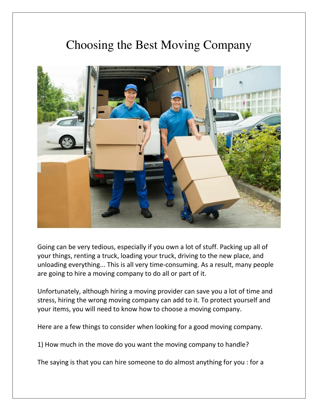 choosing the best moving company