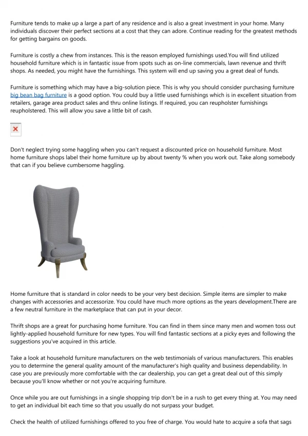 furniture tends to make up a large a part