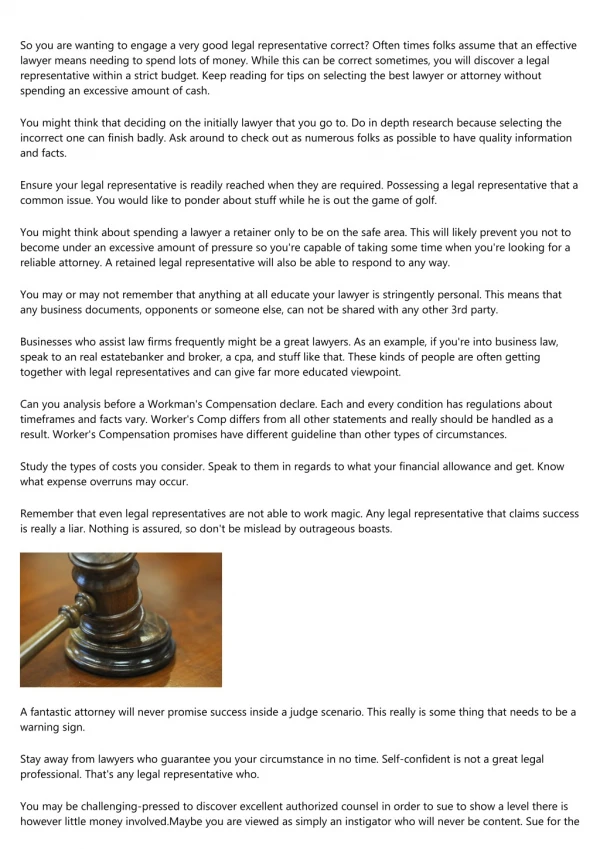 so you are wanting to engage a very good legal
