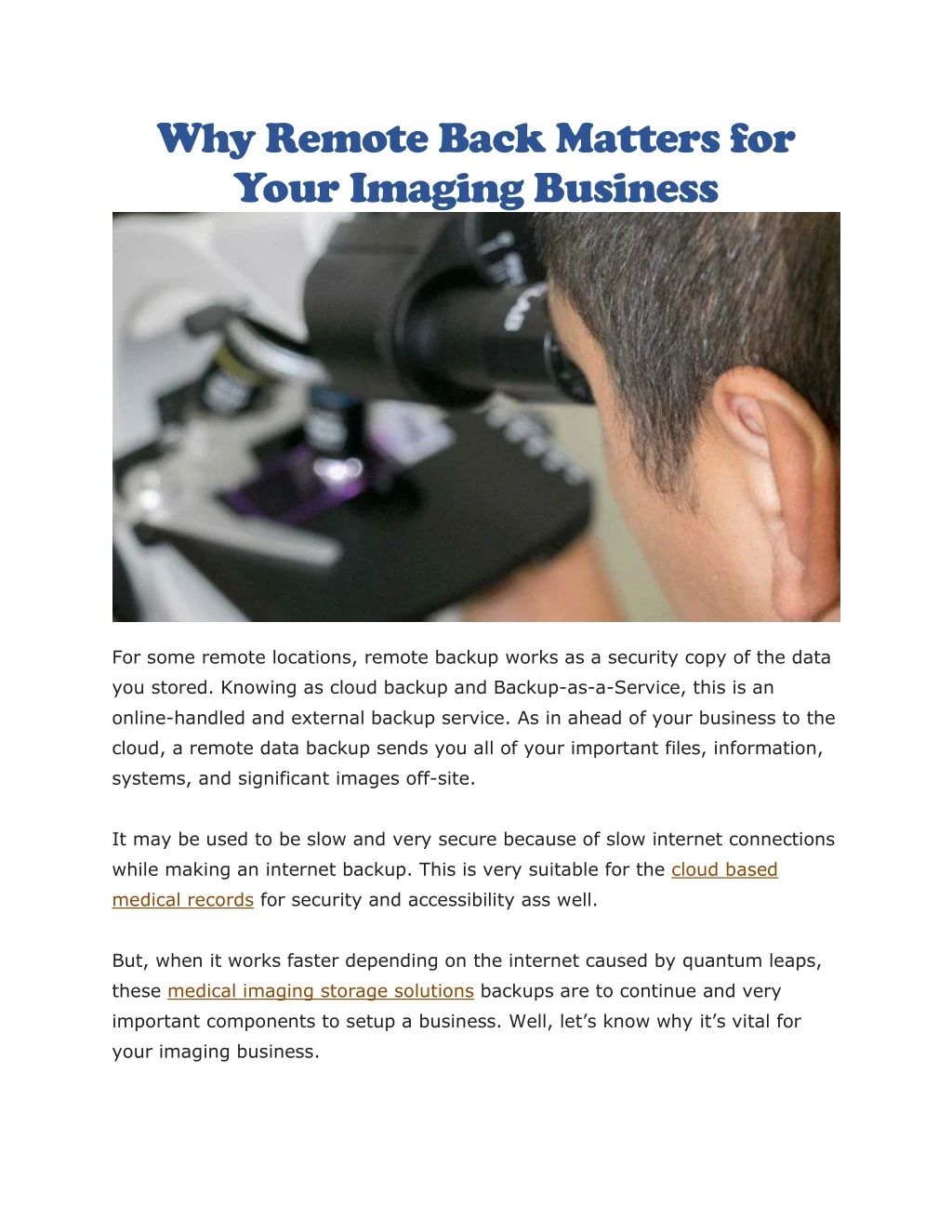 why remote back matters for your imaging business