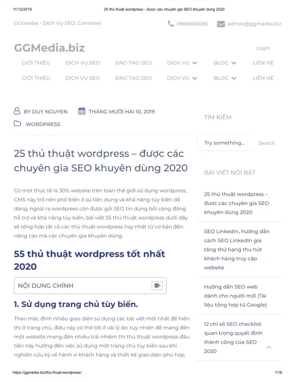25 thủ thuật wordpress – được các chuyên gia SEO khuyên dùng 2020