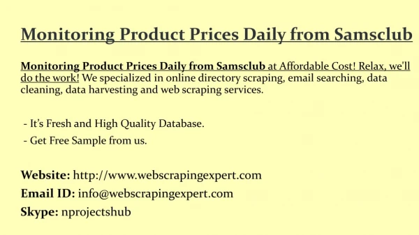 Monitoring Product Prices Daily from Samsclub