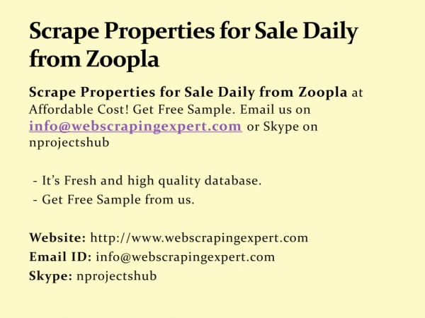 Scrape Properties for Sale Daily from Zoopla