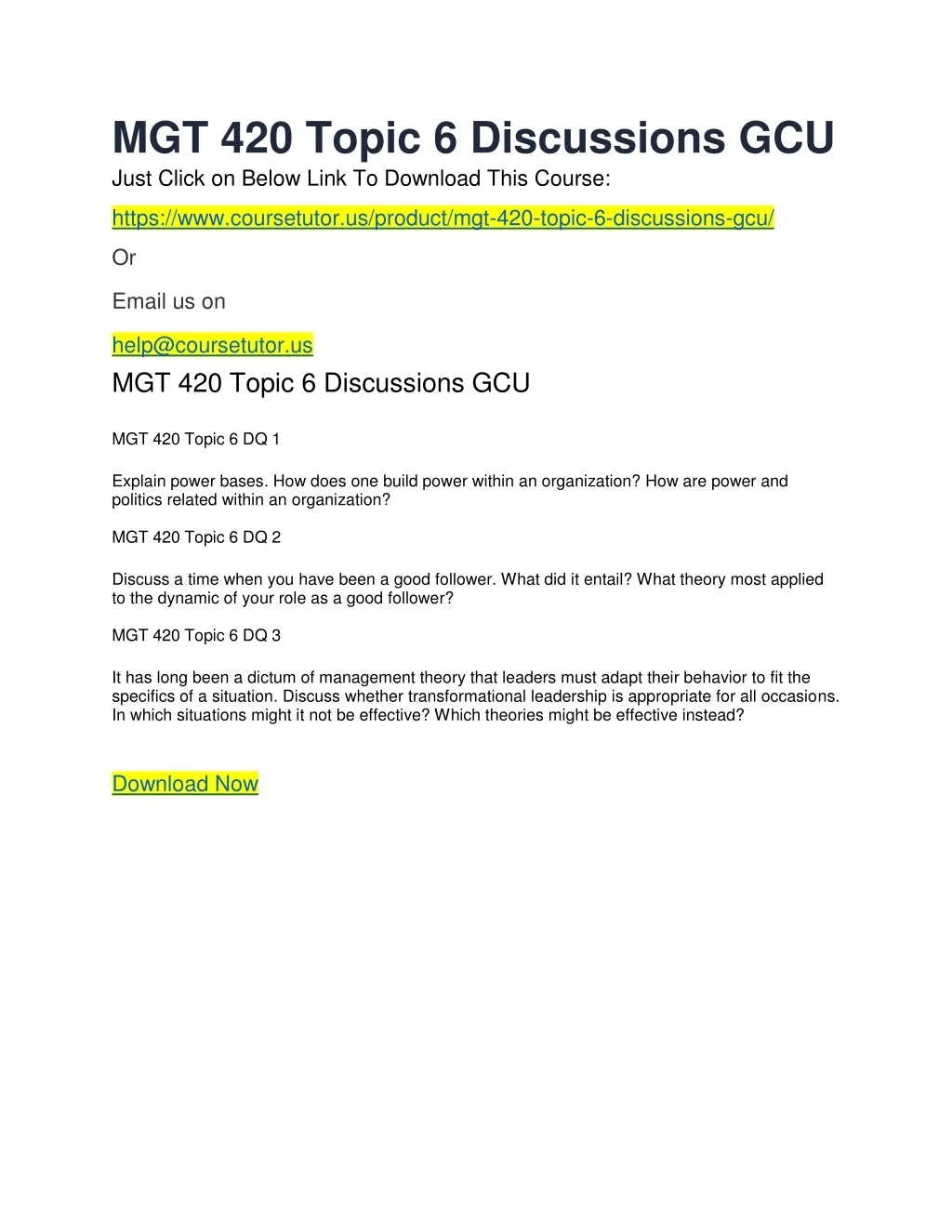 mgt 420 topic 6 discussions gcu just click