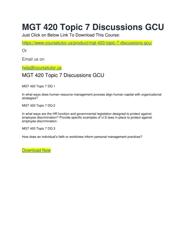 mgt 420 topic 7 discussions gcu just click